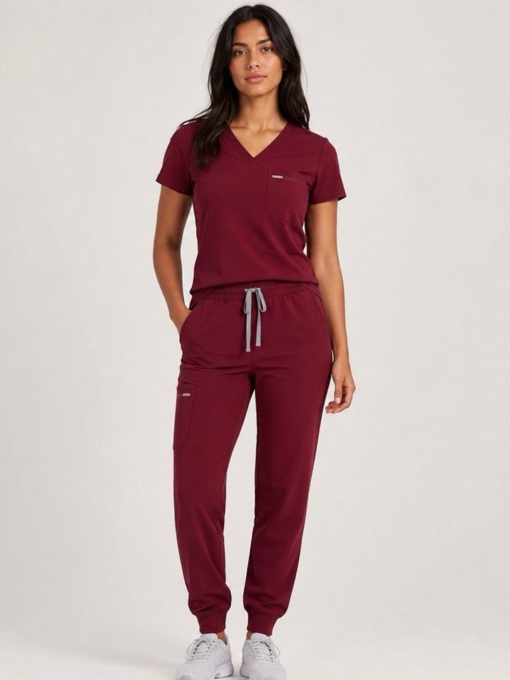 Figs Burgundy Set Zamora Jogger Pant Casma Three-pocket Top M/M Tall